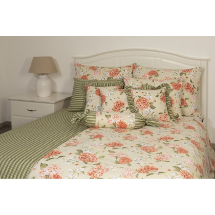 Letný paplón - prehoz Hortenzia/zelenožltý pruh